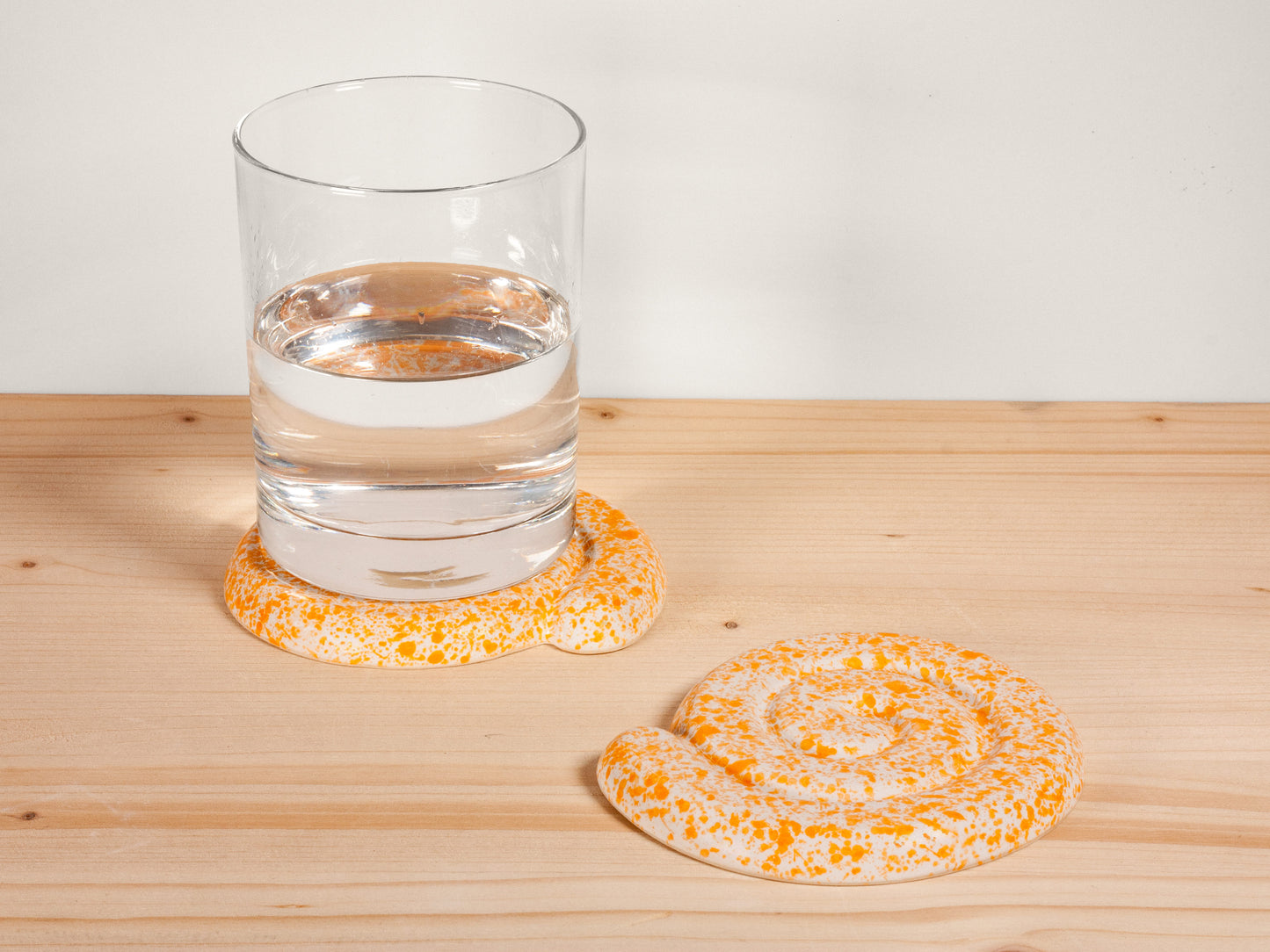 Spiral Coasters (Set of 2) – Tangerine Splatter