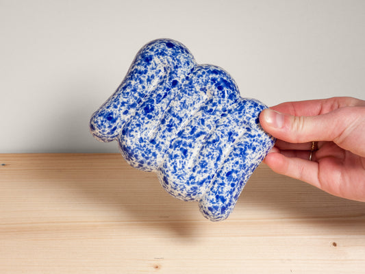 Blue and white ceramic soap dish