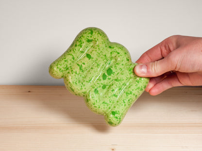 Green ceramic soap dish