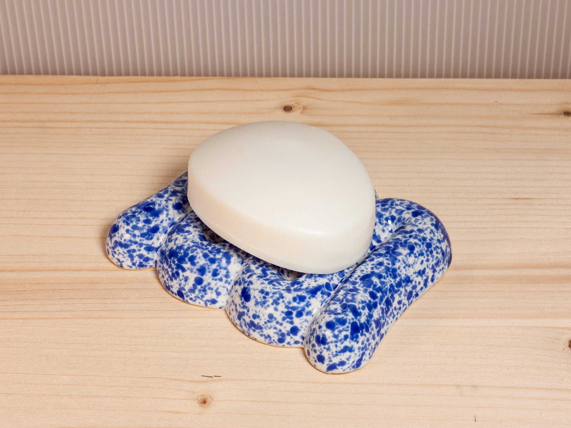 Blue and white ceramic soap dish