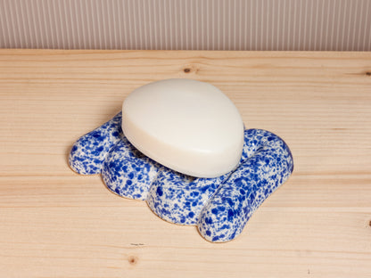 Blue and white ceramic soap dish