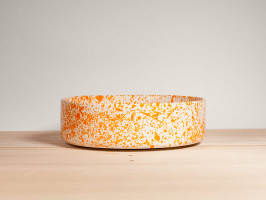 Flat Serving Bowl – Tangerine Splatter
