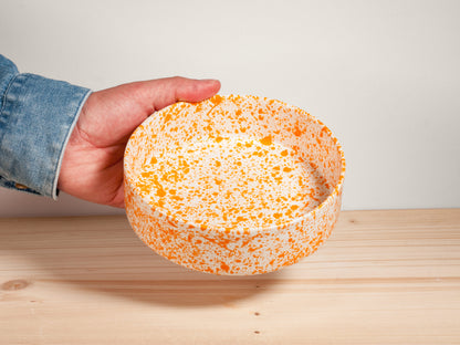 Flat Serving Bowl – Tangerine Splatter