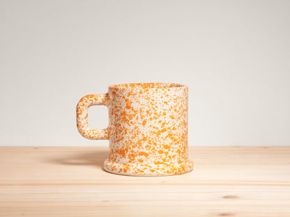 Flat Foot Mug Square Handle – Tangerine Splatter