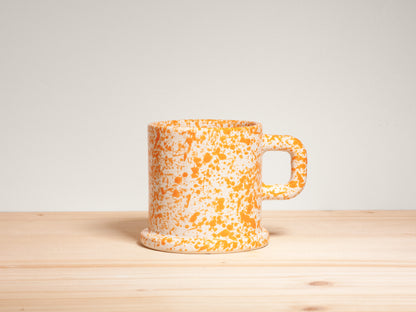 Flat Foot Mug Square Handle – Tangerine Splatter