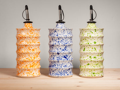 Oil Bottle Cruet  – Tangerine Splatter