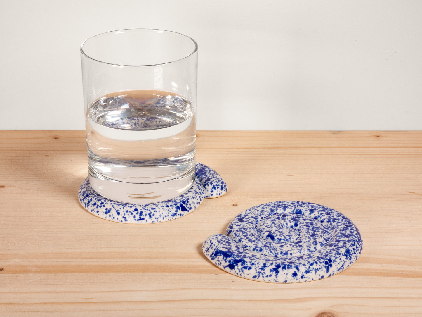 Spiral Coasters (Set of 2) – Blue Splatter