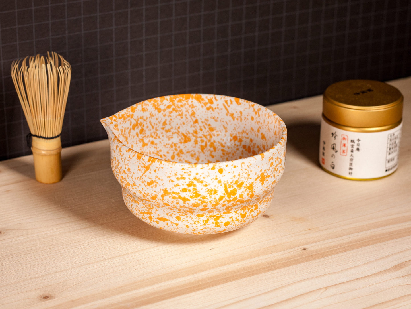 Matcha Bowl – Tangerine Splatter