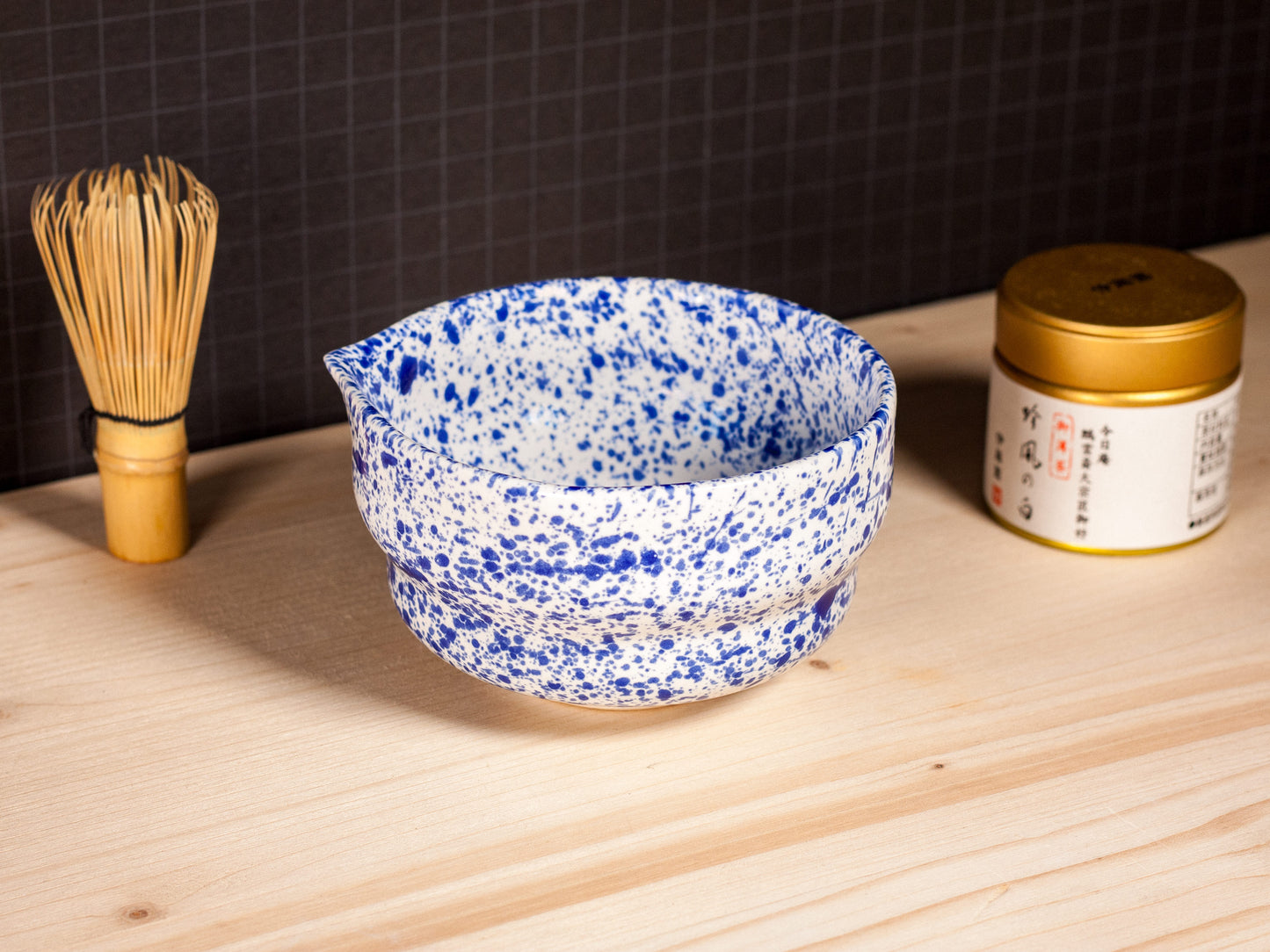 Matcha Bowl – Blue Splatter