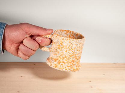 Flat Foot Mug Square Handle – Tangerine Splatter