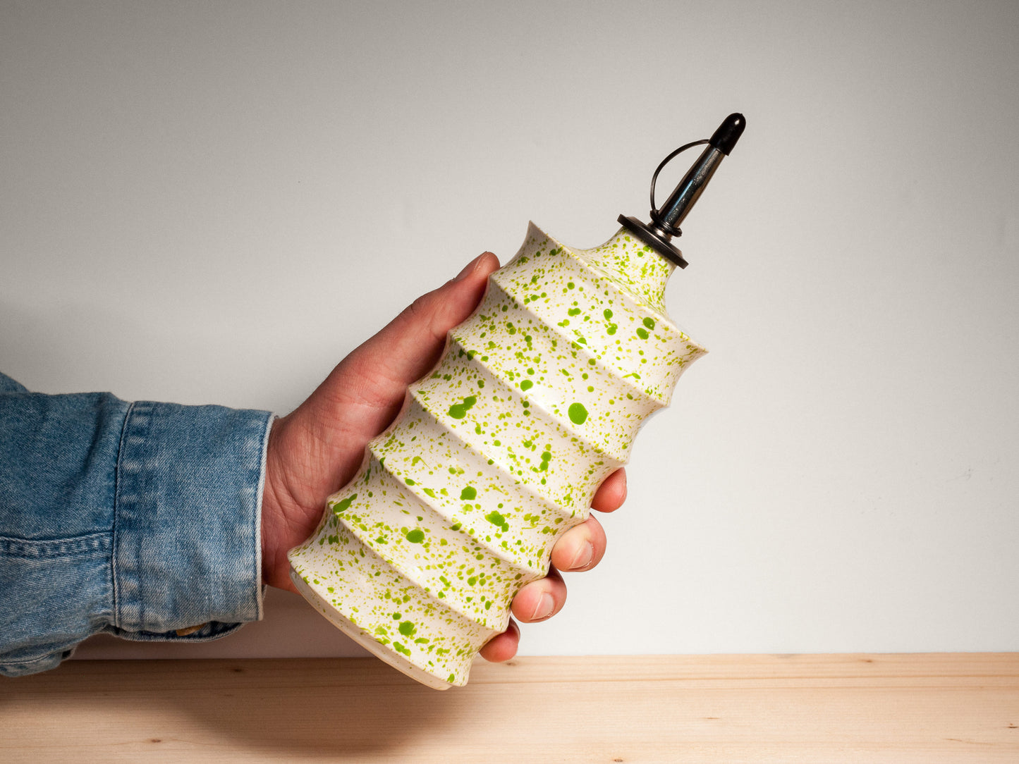 Oil Bottle Cruet  – Grass Green Splatter