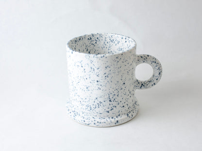 Flat Foot Mug Round Handle – Dark Blue Splatter