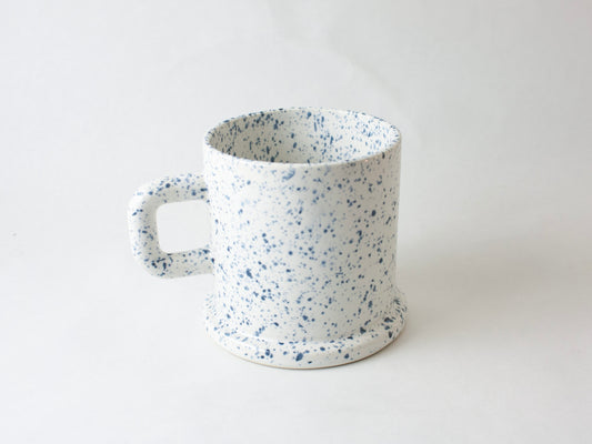 Flat Foot Mug Square Handle – Dark Blue Splatter