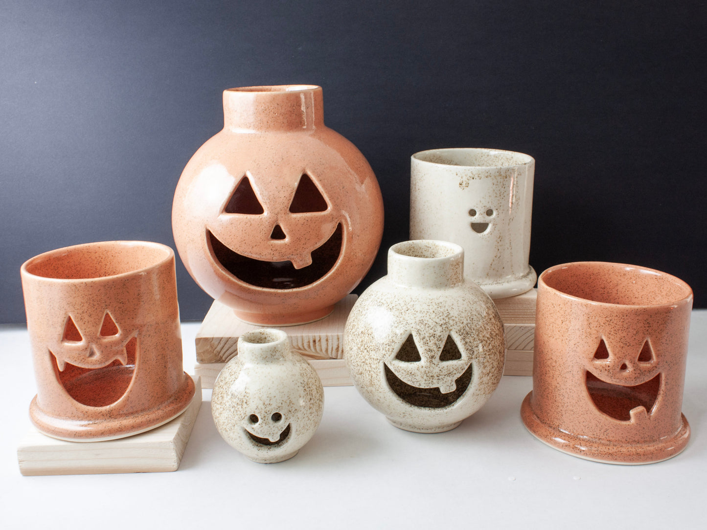 Spooky Votive - Large Orb Toothy - Orange