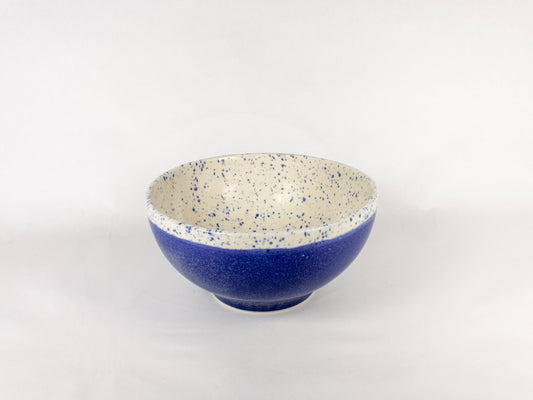 Small Serving Bowl – Solid Blue Outer / Splatter Inner
