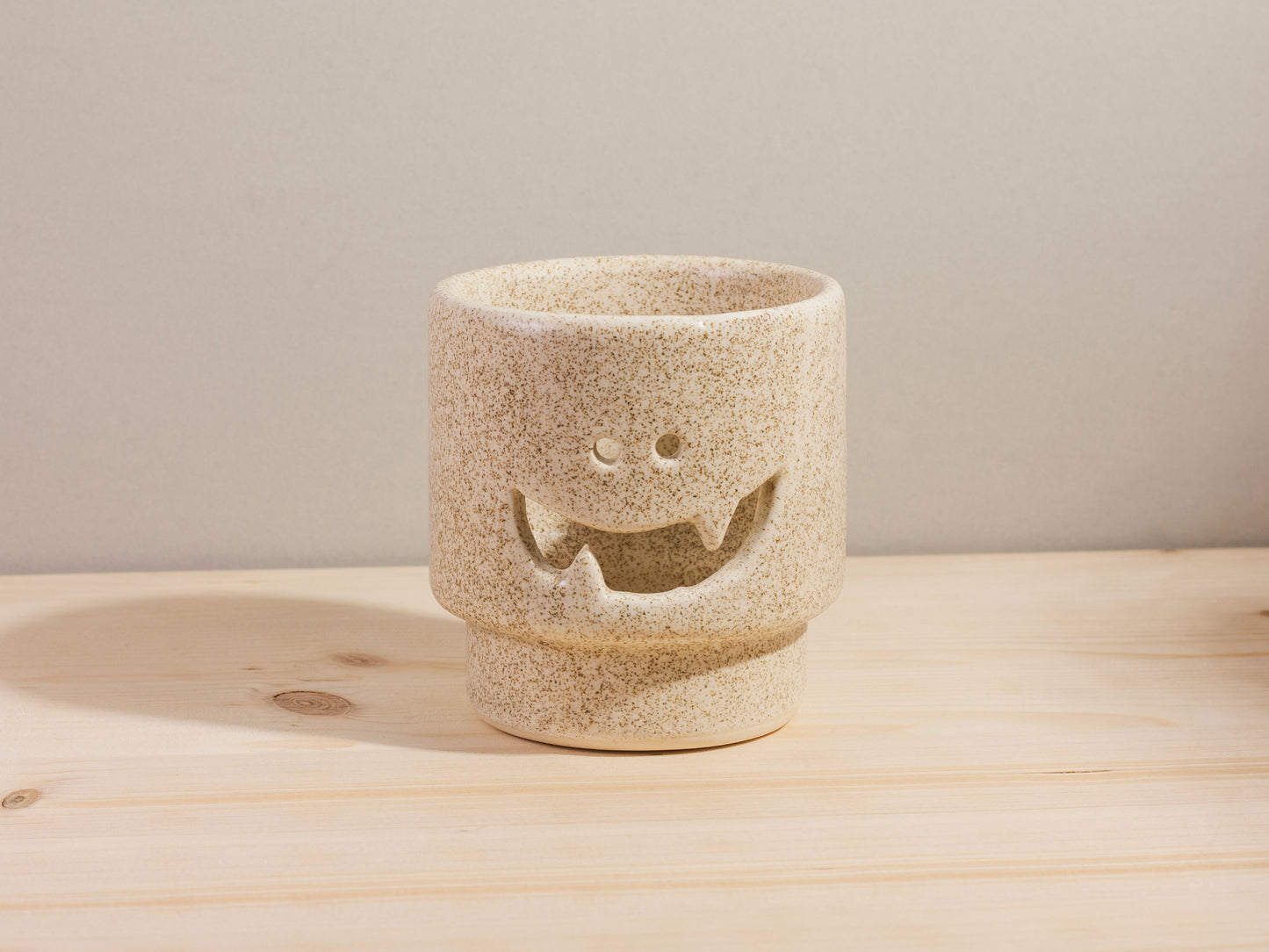 Spooky Votive - Stackable Toothy - White Speckle
