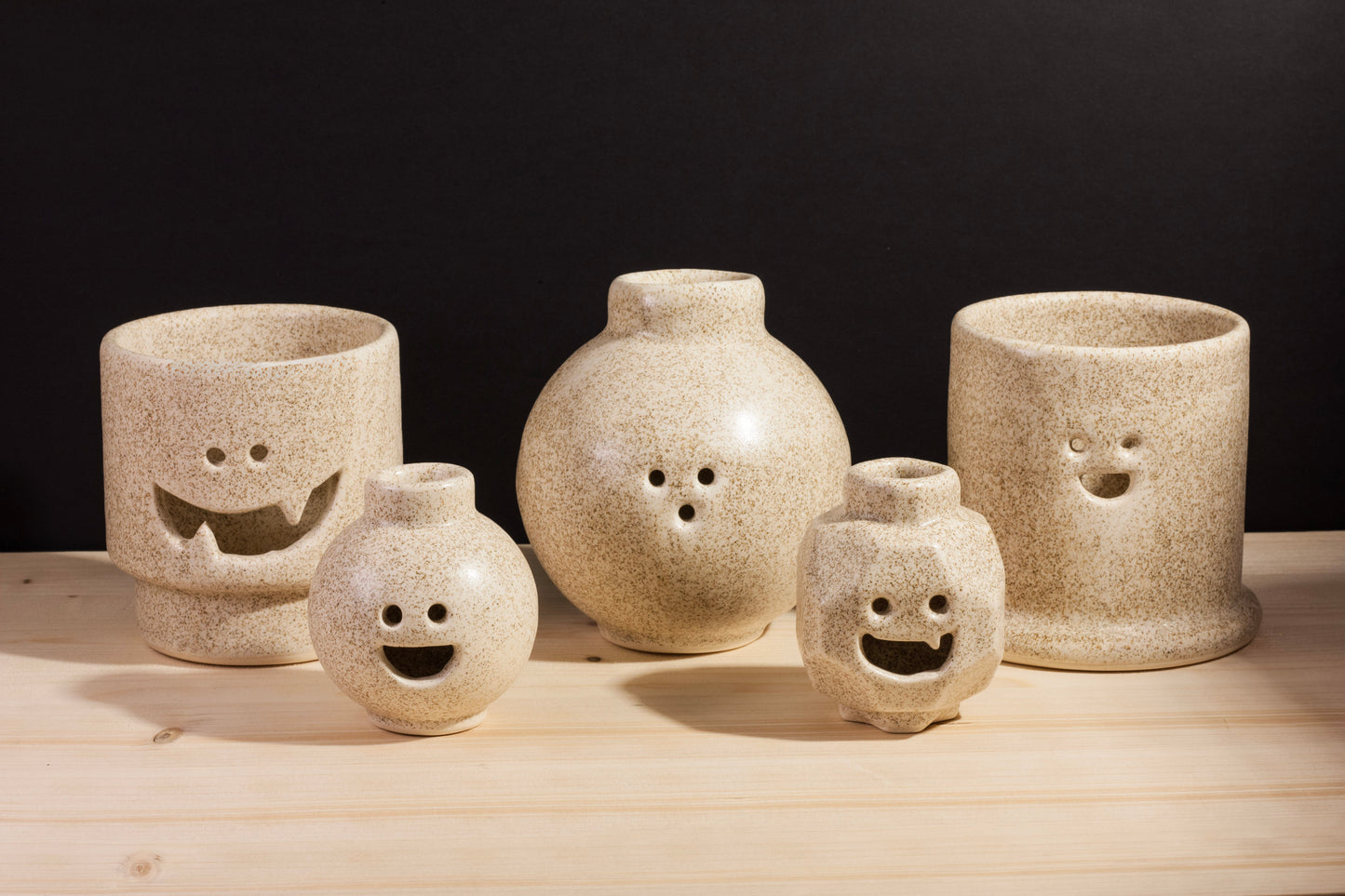 Spooky Votive - Stackable Toothy - White Speckle