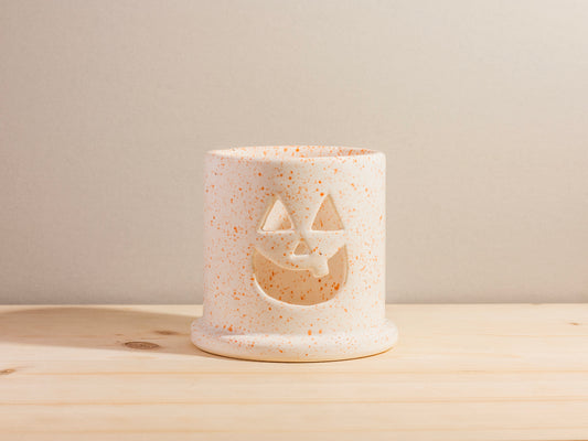 Spooky Votive - Flat Foot Toothy - Orange Speckle