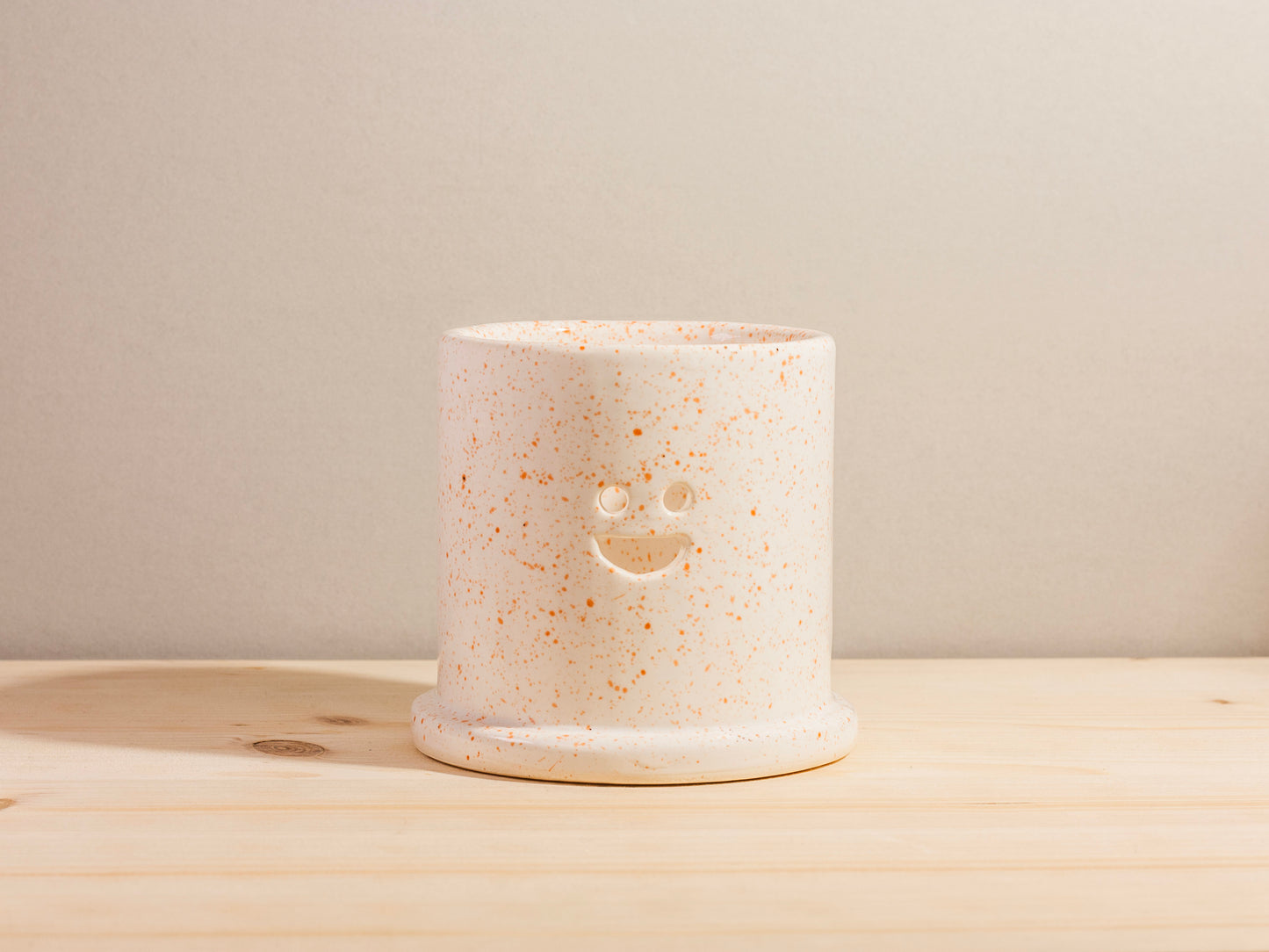 Spooky Votive - Flat Foot Ghost - Orange Speckle