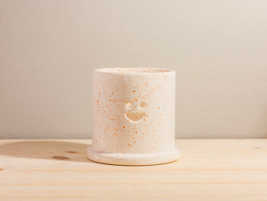 Spooky Votive - Flat Foot Ghost - Orange Speckle