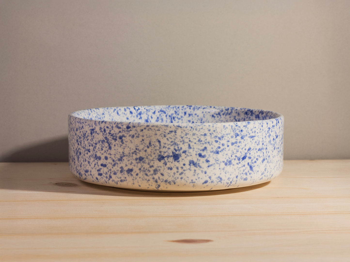 Flat Serving Bowl – Blue Splatter
