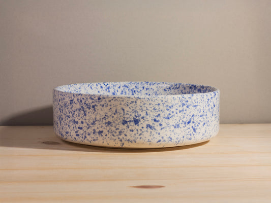 Flat Serving Bowl – Blue Splatter