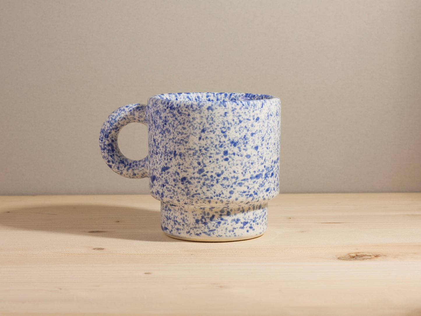 Stackable Mug Round Handle – Blue Splatter