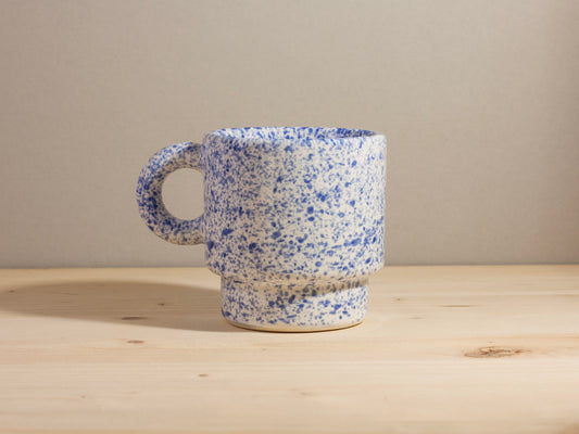 Stackable Mug Round Handle – Blue Splatter